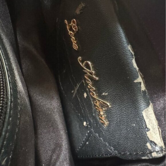 Love Moschino Satin Chain Strap Clothespin Turn Lock Shoulder Bag Purple Gold - Picture 10 of 16